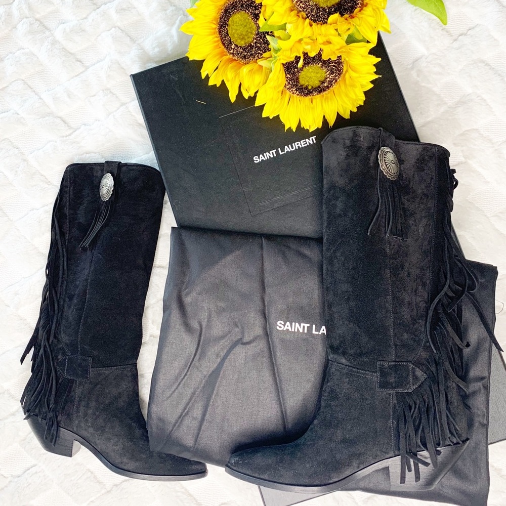 SAINT LAURENT - NEW fringe boots with medallion